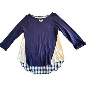 Anthropologie‎ Little Yellow Button Top High Low Hem Long Sleeve Boho Blouse